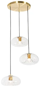 Lampă suspendată Art Deco aurie cu sticlă rotundă cu 3 lumini - Ayesha
