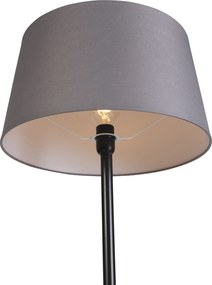 Lampă de podea neagră cu abajur din in gri închis 45 cm - Simplo