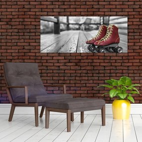 Tablou cu pantofi cu role vechi roșii (120x50 cm)