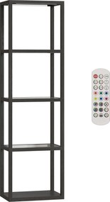 HOMCOM Lampă de podea RGB cu rafturi din sticlă, lampă LED cu 4 niveluri cu telecomandă, sincronizare muzicală, negru | Aosom Romania