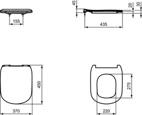Capac WC Ideal Standard Tesi slim cu inchidere lenta, alb - T352701