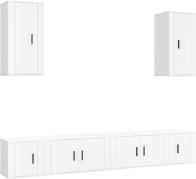 vidaXL Set dulap TV, 6 piese, alb, lemn prelucrat