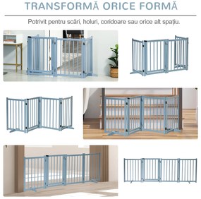 PawHut Poartă de Siguranță Pliabilă pentru Câini Talie Mică/Medie 237.5x36x80 cm Gri | Aosom Romania