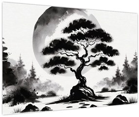 Tablou – Bonsai alb-negru (90x60 cm)