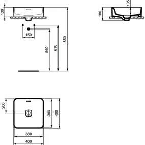 Lavoar pe blat Ideal Standard Strada II patrat 40x40 cm