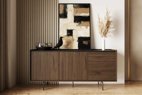Comodă Zenar 170 cm cu sertare - nuc elegant / negru