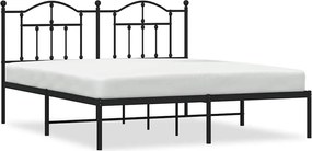 vidaXL Cadru de pat metalic cu tăblie, negru, 160x200 cm