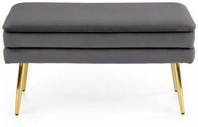 Banca dormitor Velva gri/gold - H37 cm