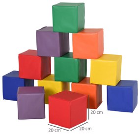 Set HOMCOM 12 Cuburi Moi fara Ftalati, Joc Educativ pentru Copii peste 2 ani, 20x20x20cm, Multicolor