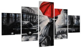 Tablou cu îndrăgostiți sub umbrelă (125x70 cm), în 40 de alte dimensiuni noi