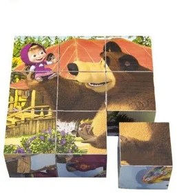 Teddies Cuburi cu poze Mașa și Urșulețul, 9 buc
