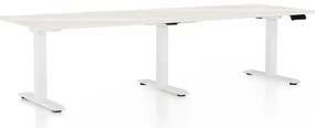 Masă înălțime reglabilă OfficeTech Long, 240 x 80 cm, picioare albe, frasin alb