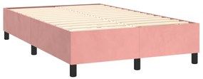 Pat box spring cu saltea, roz, 120x200 cm, catifea Roz, 120 x 200 cm, Culoare unica si cuie de tapiterie