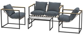 Outsunny set mobilier grădină 4 piese, 2 fotolii, canapea 2 persoane, masă, perne incluse, gri | Aosom Romania