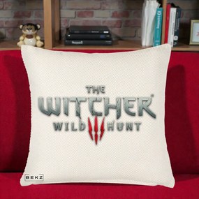 Perna Personalizata The Witcher 3 Wild Hunt, 40x40 cm, Crem Reliefat, Husa Detasabila, Perna Inclusa, BEKZ®