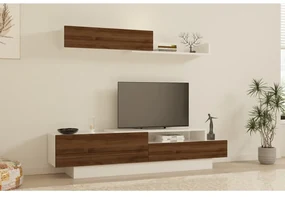 Set Mobilier Living Comoda si Polita Elda - White, Walnut