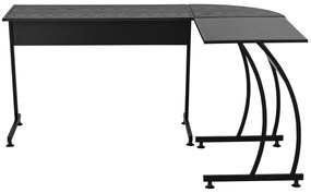 HOMCOM Birou în Colț Spațios din Lemn cu Cadru din Metal, Design Modern pentru Acasă sau Birou, Multifuncțional, Negru, 112.5x152x74cm | Aosom Romania