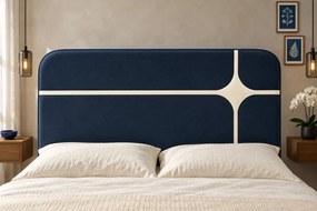Pat tapițat din stofă Montella 140×200 cm, bleumarin, cu ladă de depozitare