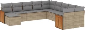 vidaXL Set canapele de grădină cu perne, 11 piese, bej, poliratan