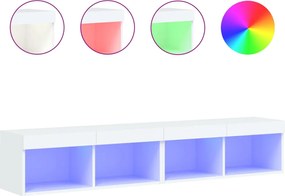 vidaXL Comode TV cu lumini LED, 2 buc., alb, 60x30x30 cm