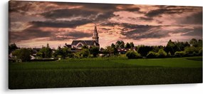 Tablou cu peisaj și biserică (120x50 cm)