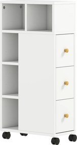 HOMCOM Unitate de Stocare pentru Baie Slim cu Roți - Alb | Aosom Romania