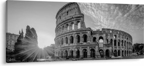 Tablou - Colosseum din Roma, alb-negru (120x50 cm)