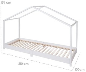 Pat pentru copii alb de tip casă 90x200 cm Montessori – Roba