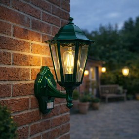 Lanterna de perete de exterior verde inchis cu senzor de miscare IP44 - New Orleans sus