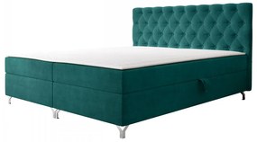 Pat matrimonial 200 cm Jenaks 2 (Verde închis) (cu somieră și saltea) (cu sp. depozitare). 1104462
