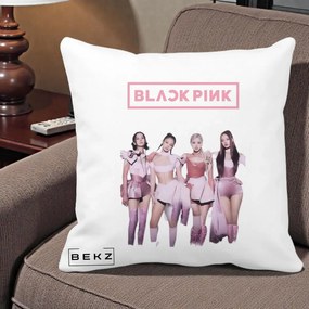 Perna Personalizata K-pop BLACKPINK Fotografie Grup Tinute Roz, 40x40 cm, Alba Mata, Husa Detasabila, Perna Inclusa, BEKZ®