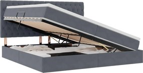 vidaXL Pat cu saltea și LED cu saltea Gri închis 200 x 200 cm Catifea