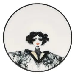 Set veselă 4 piese din porțelan, negru/alb