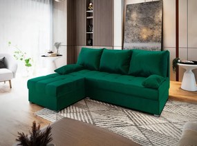 OFERTA Canapea de colt extensibila, verde inchis, ZENA, reversibila, calitatea II