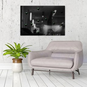 Tablou abstract - bilele verzi (90x60 cm)
