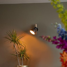 Aplică rustică neagră cu lemn - Flint