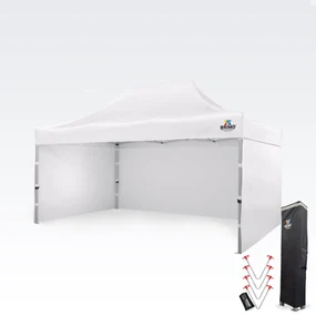Cort de petrecere 3x4,5m - cu 3 pereți - Alb