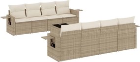 vidaXL Set canapele de grădină, 9 piese, cu perne, bej, poliratan