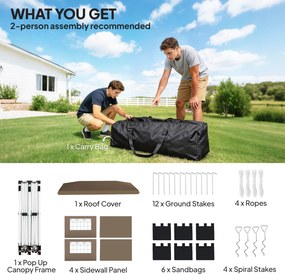 Outsunny Cort pliant 6x3 m cu benzi reflectorizante UPF 50+ Montaj ușor Sistem central de blocare Impermeabil Bej | Aosom Romania