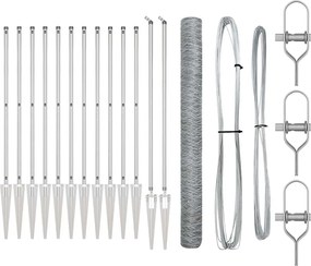 vidaXL Stâlp de gard. Argintiu 25 x 1,6 m (plasă de 36 mm) Oțel