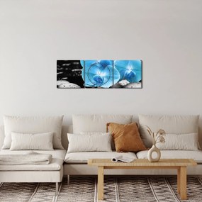 Tablou - Orhidee albastră (cu ceas) (90x30 cm)