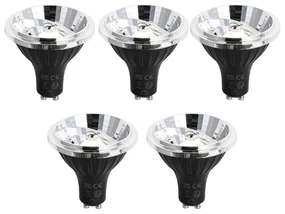 Set de 5 becuri LED GU10 cu 3 trepte de intensitate luminoasă, 70 mm, 6,5 W, 600 LM, 3000 K