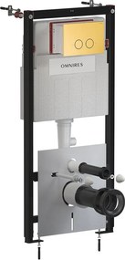 Rezervor incastrat Omnires StrongFrame pentru vas WC suspendat si clapeta de actionare Steel-R45 finisaj auriu periat
