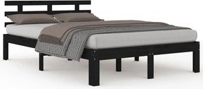 vidaXL Cadru de pat, negru, 200x200 cm, lemn masiv de pin