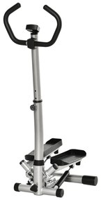 HOMCOM Stepper cu Monitor LCD, Mânere Reglabile și Benzi Elastice, Negru și Argintiu | Aosom Romania