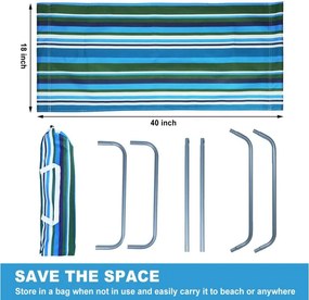 Set de 2 sezlonguri pliante pentru plaja SAND, albastru-alb