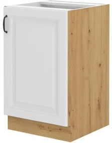 Dulap inferior de bucătărie sub chiuvetă Sheila 50 ZL 1F BB (Stejar artisan + Alb). 1032453