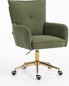 HR250K Scaun Catifea Reiată Premium culoare verde salvie Bază Aurie