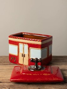 Cutie decorativa, din ceramica, rosie, Box Cable