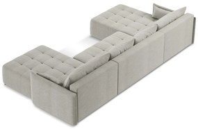 Colțar gri deschis extensibil/cu spațiu de depozitare (în formă de "U") Moku – Makamii